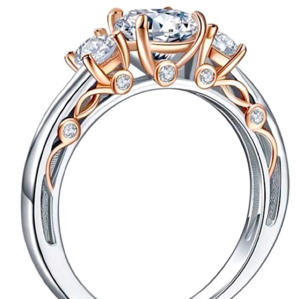 New .925 Three Diamond Ring, Size 8
